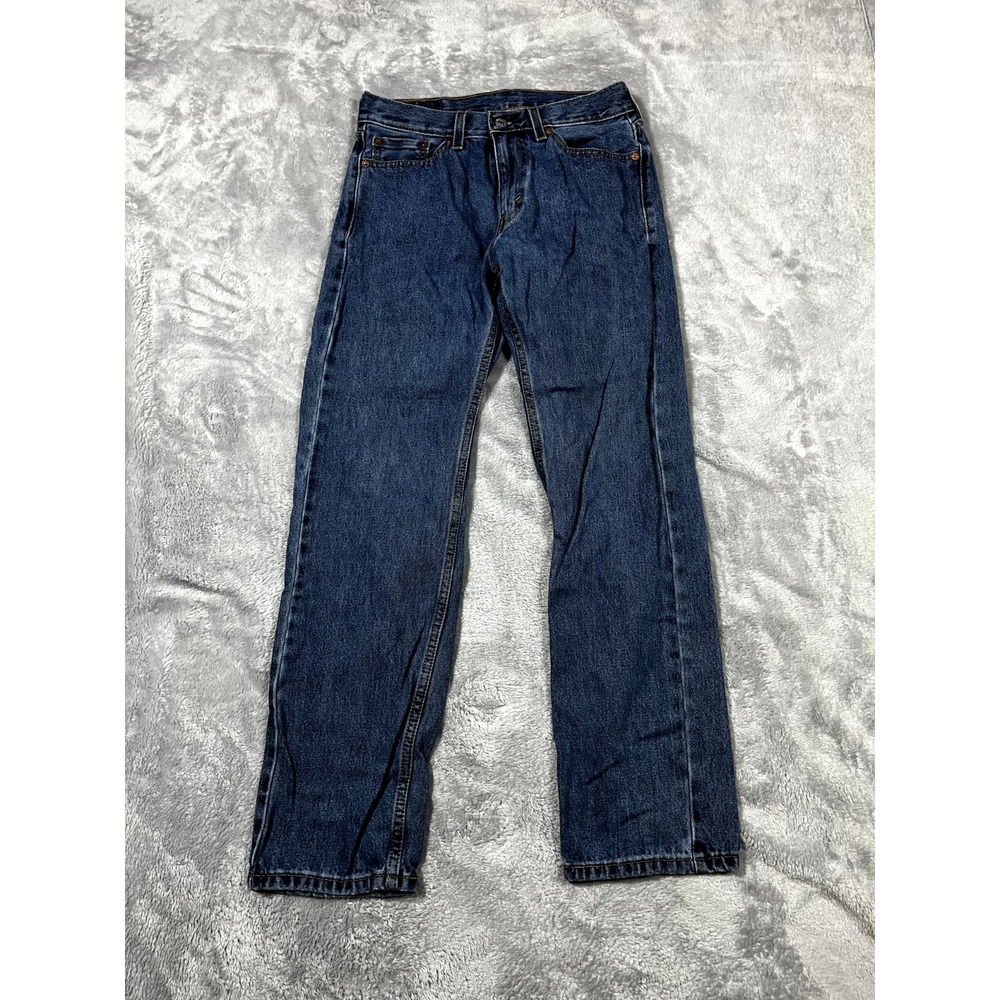 Levis 505 Jeans Mens 29x30 Blue Regular Straight Mid Rise Dark Wash Denim